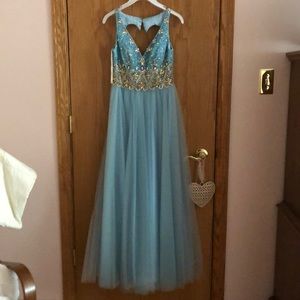 Blue Cinderella Prom Dress
